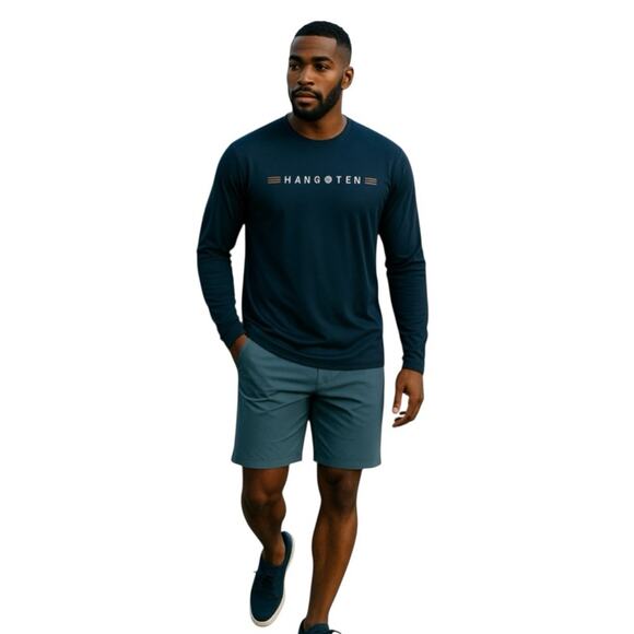 Hang Ten Men's Sun Tee Long Sleeve Shirt Blue Size XXL NWT - Picture 2 of 5